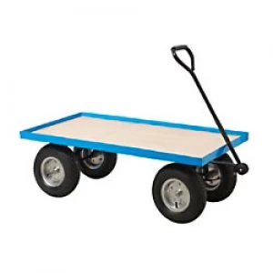 GPC Platform Truck with Puncture Proof Reach Compliant Wheels and Plywood Base Blue Capacity: 400L 4 Castors 600mm x 370mm x 1200mm
