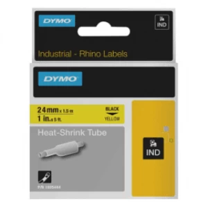 Dymo 1805444 Black On Yellow Heat Shrink Tubing (24mm x 1m)