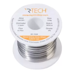 R-TECH 857024 SAC305 Solder 2% L0 Flux Halide-Free 1.2mm 250g Reel