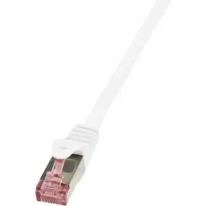 LogiLink CQ2061S RJ45 Network cable, patch cable CAT 6 S/FTP 3m White Flame-retardant, incl. detent