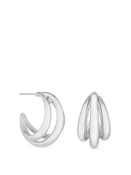 Mood Silver Polished Triple Hoop Earrings, Silver, Women