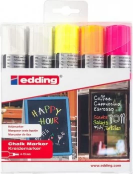 edding 4090 Chalk Marker Chisel Tip Assorted PK5