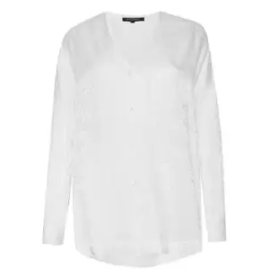 French Connection Chofa Drape V Neck Shirt - White