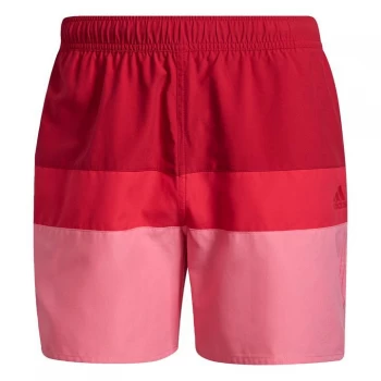 adidas Short-Length Colorblock Swim Shorts Mens - Team Victory Red / Rose Tone