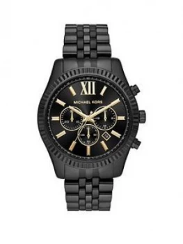 Michael Kors Black And Gold Detail Chronograph Dial Black Ip Stainless Steel Bracelet Mens Watch