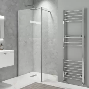 1100mm Wet Room Shower Screen with Wall Support Bar & Return Panel - Corvus