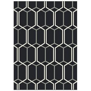 Asiatic Patio Rug - 150 x 80cm - Geometric Charcoal