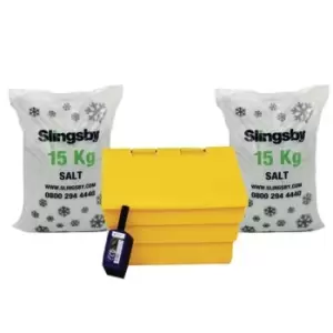 Slingsby 50L Basic Salt and Grit Bin Kit With 2 x 15kg Bags of White De-Icing Sa