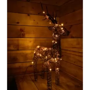 60cm Tall Outdoor / Indoor Brown Wicker Reindeer with 48 Warm White LED Lights