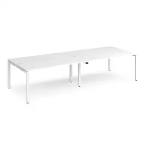 Bench Desk 4 Person Rectangular Desks 3200mm White Tops With White Frames 1200mm Depth Adapt