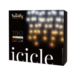 Twinkly Icicle 190 Smart LED Icicle Lights - Amber/Warm White/Cool White