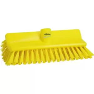 Vikan High-low brush/corner scrubbing brush, medium, pack of 10, yellow