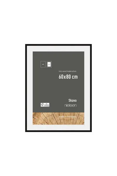 Nielsen Skava 60 x 80cm Wooden Picture Frame With 50x70cm Mount & Glass Front Black