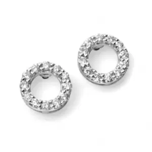 Elements 9ct White Gold Open Circle Pave Earrings GE968