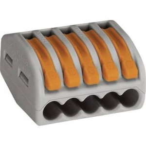 WAGO 222-415 Connector clip flexible: 0.08-4 mm² rigid: 0.08-2.5 mm² Number of pins: 5 40 pcs Grey, Orange