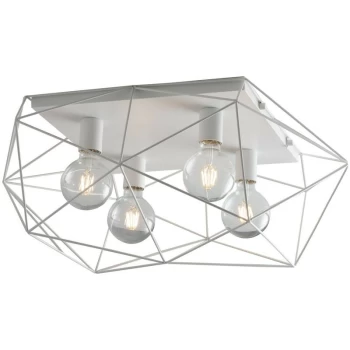 Fan Europe Abraxas - Globe Cage Semi Flush Ceiling Light, White, E27