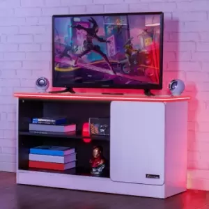 CarbonTek TV Media Unit with Enhanced LED Lighting, white