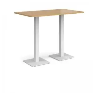 Brescia rectangular poseur table with flat square white bases 1400mm x