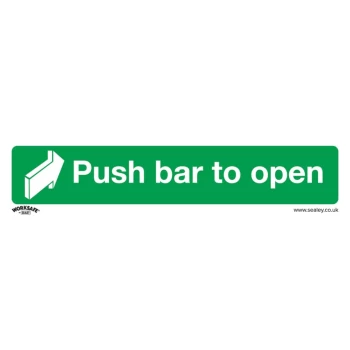 Safety Sign - Push Bar To Open - Self-Adhesive Vinyl