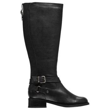 Linea Flat Heel Knee High Boots - Black