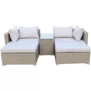 Out&out Original - DesignDrop- Roma Modular Outdoor Rattan Garden Lounge Set with Removable Cushions- 5pc