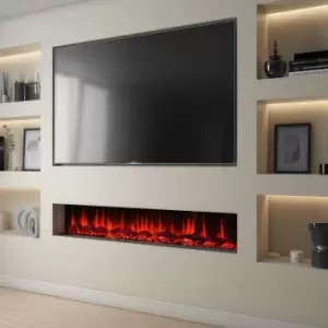 72 Inch Black Inset Electric Media Wall Fireplace - AmberGlo