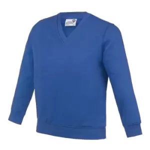 AWDis Academy Childrens/Kids Junior V Neck School Jumper/Sweatshirt (Pack of 2) (9-10 Years) (Royal Blue)