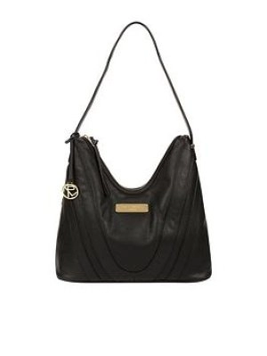 Pure Luxuries London Black 'Felicity' Leather Shoulder Bag