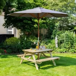 Rowlinsons Garden Products Ltd - 4ft Picnic Table with Grey Parasol & Base