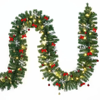 Christmas Garland Fir Remote Control Christmas Decoration 5m 10m Lighting Chain 5m decorated 80 LEDs - Casaria
