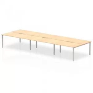 B2B Silver Frame Bench Desk 1600 Maple (6 Pod)