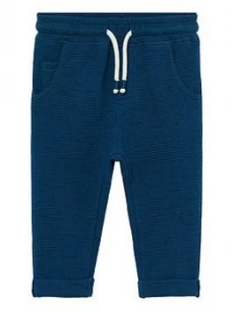 Mango Baby Boys Ribbed Joggers - Blue, Size 12-18 Months