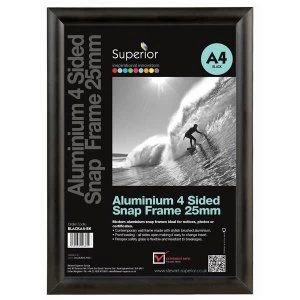 Snap Frame A4 AluminiumAnti glare PVC with Mounting Kit Black