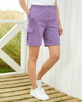 Cotton Traders Cargo Jog Shorts in Purple