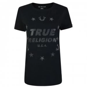 True Religion Embellished Logo T Shirt - Black 1001