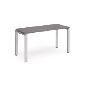 Adapt starter unit single 1400mm x 600mm - silver frame and grey oak top