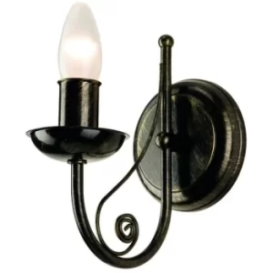 Donato Candle Wall Light With Fabric Shades, Black, 1x E14