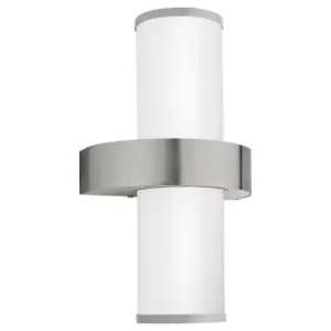 Eglo - Beverly - 2 Light Outdoor Wall Light Stainless Steel, Silver IP44, E27