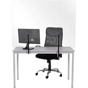 Bi-Office Frameless Protection Screen Desk Mountable with Clamps Tempered Glass 1200 x 900 mm