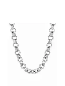Mood Gold Polished Textured Chunky Chain Necklace, Silver, Women