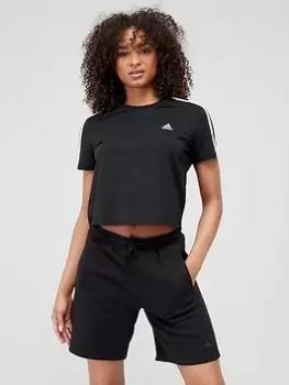 adidas 3 Stripes Crop Top - Black/White Size XS Women