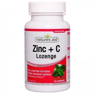 Natures Aid Zinc Lozenges (Peppermint) Rosehip + Vitamin C 30 Lozenges