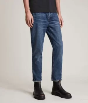 AllSaints Mens Dean Cropped Slim Jeans, Dark Indigo, Size: 34