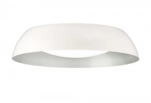 Flush Ceiling Large, 5 Light E27 Max 20w, Cylindrical 60cm, Matt White, Silver, White Acrylic