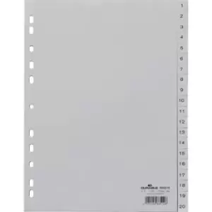 Durable 6522 Index A4 1-20 Polypropylene Grey 20 dividers embossed tabs 652210