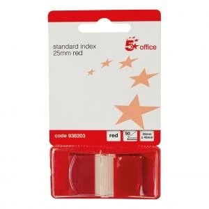 Office Standard Index Flags 50 Sheets per Pad 25x45mm Red Pack 5