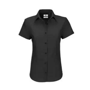 B&C Ladies Oxford Short Sleeve Shirt / Ladies Shirts (S) (Black)
