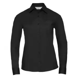 Russell Collection Ladies/Womens Long Sleeve Shirt (XL) (Black)