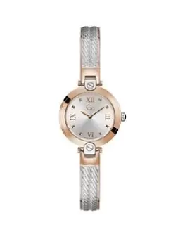 Gc Swiss Movement - Polished Silver & Rose Gold PVD case & bracelet - Silver dial - &Oslash; 28mm - Sapphire coated mineral glass, Multi, Women