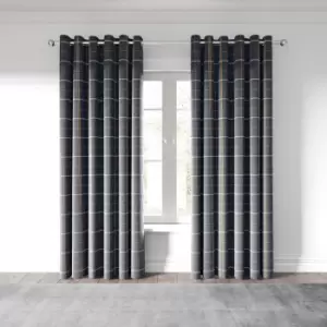 Helena Springfield Harper Lined Curtains 90" x 90", Charcoal/Ginger